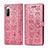 Leather Case Stands Fashionable Pattern Flip Cover Holder S03D for Sony Xperia 10 II Pink