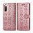 Leather Case Stands Fashionable Pattern Flip Cover Holder S03D for Sony Xperia 10 II Rose Gold
