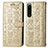 Leather Case Stands Fashionable Pattern Flip Cover Holder S03D for Sony Xperia 5 III Gold