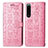 Leather Case Stands Fashionable Pattern Flip Cover Holder S03D for Sony Xperia 5 III Pink