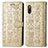 Leather Case Stands Fashionable Pattern Flip Cover Holder S03D for Sony Xperia Ace II Gold