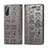 Leather Case Stands Fashionable Pattern Flip Cover Holder S03D for Sony Xperia L4 Gray