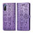 Leather Case Stands Fashionable Pattern Flip Cover Holder S03D for Sony Xperia L4 Purple