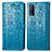 Leather Case Stands Fashionable Pattern Flip Cover Holder S03D for Vivo Y11s Blue