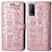 Leather Case Stands Fashionable Pattern Flip Cover Holder S03D for Vivo Y11s Rose Gold
