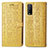 Leather Case Stands Fashionable Pattern Flip Cover Holder S03D for Vivo Y20 Yellow