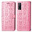 Leather Case Stands Fashionable Pattern Flip Cover Holder S03D for Vivo Y20s Pink