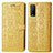 Leather Case Stands Fashionable Pattern Flip Cover Holder S03D for Vivo Y20s Yellow