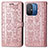 Leather Case Stands Fashionable Pattern Flip Cover Holder S03D for Xiaomi Poco C55 Rose Gold