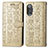 Leather Case Stands Fashionable Pattern Flip Cover Holder S03D for Xiaomi Poco F3 GT 5G Gold