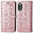 Leather Case Stands Fashionable Pattern Flip Cover Holder S03D for Xiaomi Poco F3 GT 5G Rose Gold