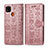 Leather Case Stands Fashionable Pattern Flip Cover Holder S03D for Xiaomi Redmi 10A 4G Rose Gold
