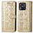 Leather Case Stands Fashionable Pattern Flip Cover Holder S03D for Xiaomi Redmi 10C 4G Gold