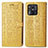 Leather Case Stands Fashionable Pattern Flip Cover Holder S03D for Xiaomi Redmi 10C 4G Yellow