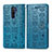Leather Case Stands Fashionable Pattern Flip Cover Holder S03D for Xiaomi Redmi 9 Prime India Blue