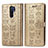 Leather Case Stands Fashionable Pattern Flip Cover Holder S03D for Xiaomi Redmi 9 Prime India Gold