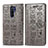 Leather Case Stands Fashionable Pattern Flip Cover Holder S03D for Xiaomi Redmi 9 Prime India Gray