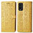 Leather Case Stands Fashionable Pattern Flip Cover Holder S03D for Xiaomi Redmi 9T 4G Yellow