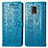 Leather Case Stands Fashionable Pattern Flip Cover Holder S03D for Xiaomi Redmi Note 9 Pro Blue