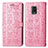 Leather Case Stands Fashionable Pattern Flip Cover Holder S03D for Xiaomi Redmi Note 9 Pro Max Pink