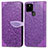 Leather Case Stands Fashionable Pattern Flip Cover Holder S04D for Google Pixel 5a 5G Purple
