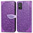 Leather Case Stands Fashionable Pattern Flip Cover Holder S04D for Huawei Honor X10 Max 5G Purple