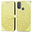 Leather Case Stands Fashionable Pattern Flip Cover Holder S04D for Motorola Moto E30 Yellow