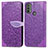 Leather Case Stands Fashionable Pattern Flip Cover Holder S04D for Motorola Moto E40