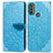Leather Case Stands Fashionable Pattern Flip Cover Holder S04D for Motorola Moto E40 Blue