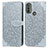 Leather Case Stands Fashionable Pattern Flip Cover Holder S04D for Motorola Moto E40 Gray