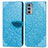 Leather Case Stands Fashionable Pattern Flip Cover Holder S04D for Motorola Moto Edge 20 5G Blue