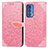 Leather Case Stands Fashionable Pattern Flip Cover Holder S04D for Motorola Moto Edge 20 Pro 5G Rose Gold