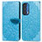 Leather Case Stands Fashionable Pattern Flip Cover Holder S04D for Motorola Moto Edge (2021) 5G Blue