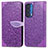 Leather Case Stands Fashionable Pattern Flip Cover Holder S04D for Motorola Moto Edge (2021) 5G Purple