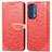 Leather Case Stands Fashionable Pattern Flip Cover Holder S04D for Motorola Moto Edge (2021) 5G Red