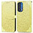Leather Case Stands Fashionable Pattern Flip Cover Holder S04D for Motorola Moto Edge (2021) 5G Yellow