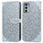 Leather Case Stands Fashionable Pattern Flip Cover Holder S04D for Motorola Moto Edge Lite 5G Gray