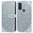 Leather Case Stands Fashionable Pattern Flip Cover Holder S04D for Motorola Moto G Pure Gray
