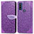 Leather Case Stands Fashionable Pattern Flip Cover Holder S04D for Motorola Moto G Pure Purple