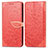 Leather Case Stands Fashionable Pattern Flip Cover Holder S04D for Motorola Moto G Pure Red