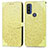 Leather Case Stands Fashionable Pattern Flip Cover Holder S04D for Motorola Moto G Pure Yellow
