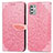 Leather Case Stands Fashionable Pattern Flip Cover Holder S04D for Motorola Moto G Stylus (2021) Rose Gold