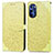 Leather Case Stands Fashionable Pattern Flip Cover Holder S04D for Motorola Moto G Stylus (2022) 4G Yellow