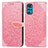 Leather Case Stands Fashionable Pattern Flip Cover Holder S04D for Motorola Moto G22 Rose Gold