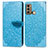 Leather Case Stands Fashionable Pattern Flip Cover Holder S04D for Motorola Moto G40 Fusion Blue