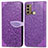 Leather Case Stands Fashionable Pattern Flip Cover Holder S04D for Motorola Moto G40 Fusion Purple