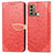 Leather Case Stands Fashionable Pattern Flip Cover Holder S04D for Motorola Moto G40 Fusion Red