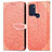 Leather Case Stands Fashionable Pattern Flip Cover Holder S04D for Motorola Moto G60s Orange