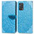 Leather Case Stands Fashionable Pattern Flip Cover Holder S04D for Oppo A95 4G Blue