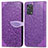 Leather Case Stands Fashionable Pattern Flip Cover Holder S04D for Oppo A95 4G Purple